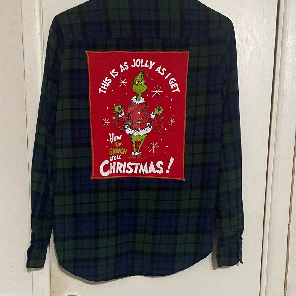 Forever 21 Green and Blue Plaid Grinch Top